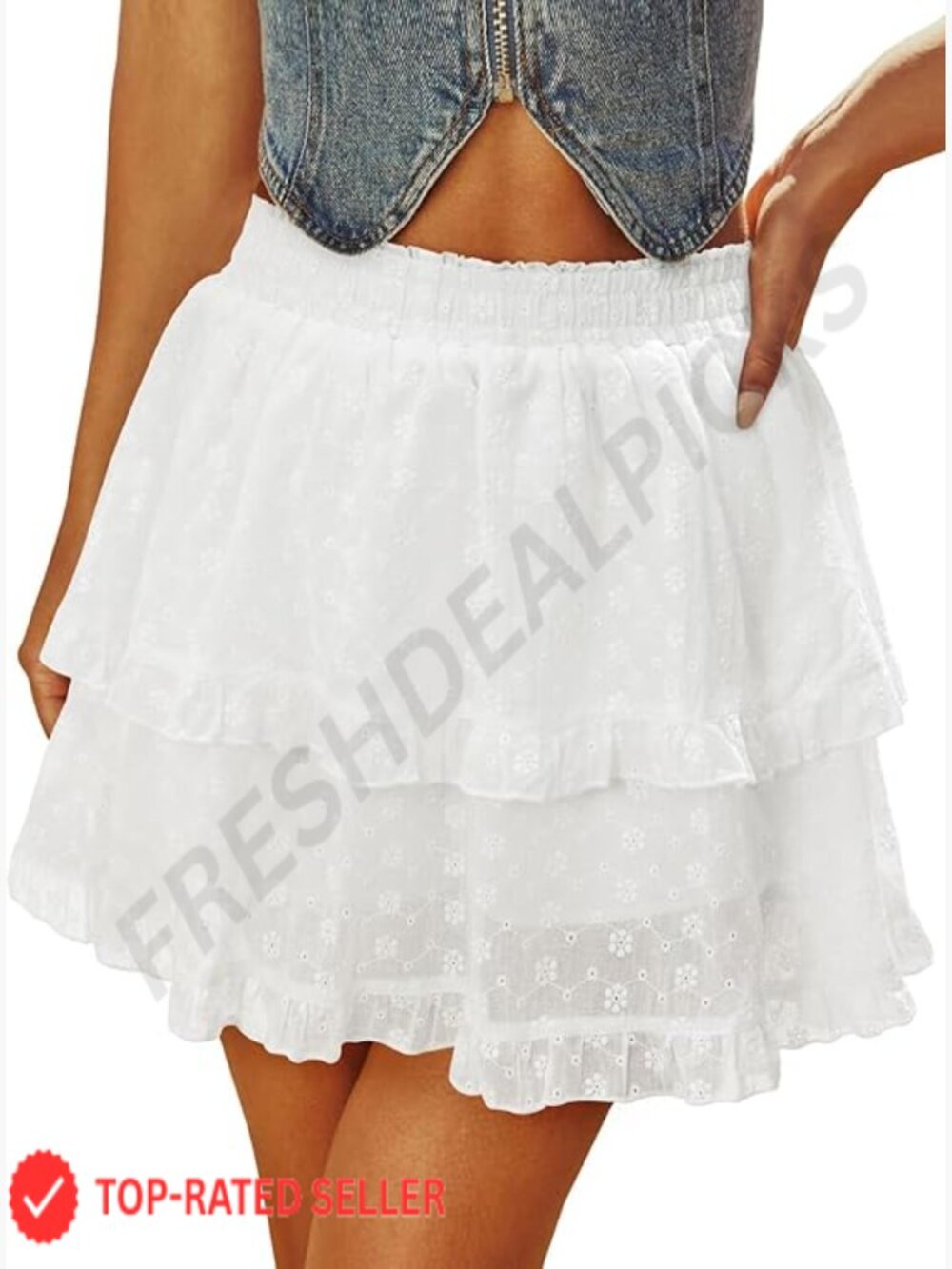 Flowy Skorts for Women Boho Ruffle Tiered High Waist Mini Western Skort